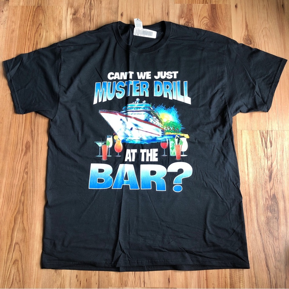 NEW Graphic Tee Shirt MUSTER DRILL AT THE BAR Black XL Men’s